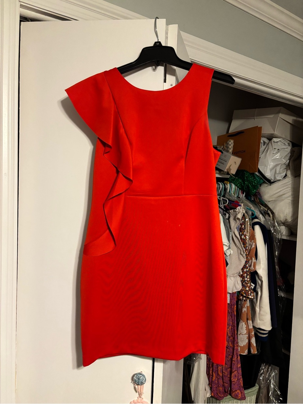 Gianni Bini Sleeveless Red Ruffle Sheath Dress